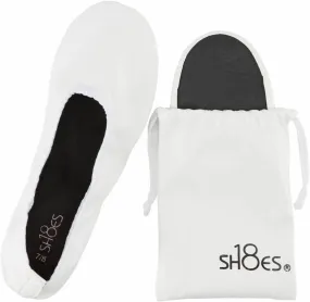 Shoes8teen Women's Foldable Portable Travel Ballet Flat Shoes w/Matching Carrying Case SH1818 White 5/6