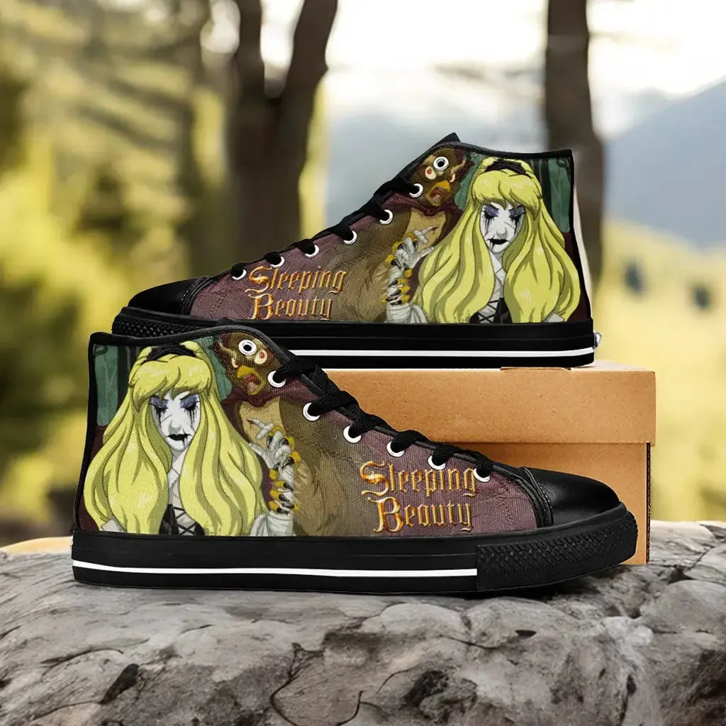 Sleeping Beauty Evil Princess Aurora Zombie Shoes High Top Sneakers for Kids and Adults