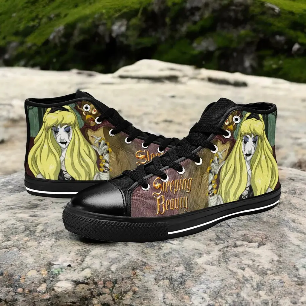 Sleeping Beauty Evil Princess Aurora Zombie Shoes High Top Sneakers for Kids and Adults