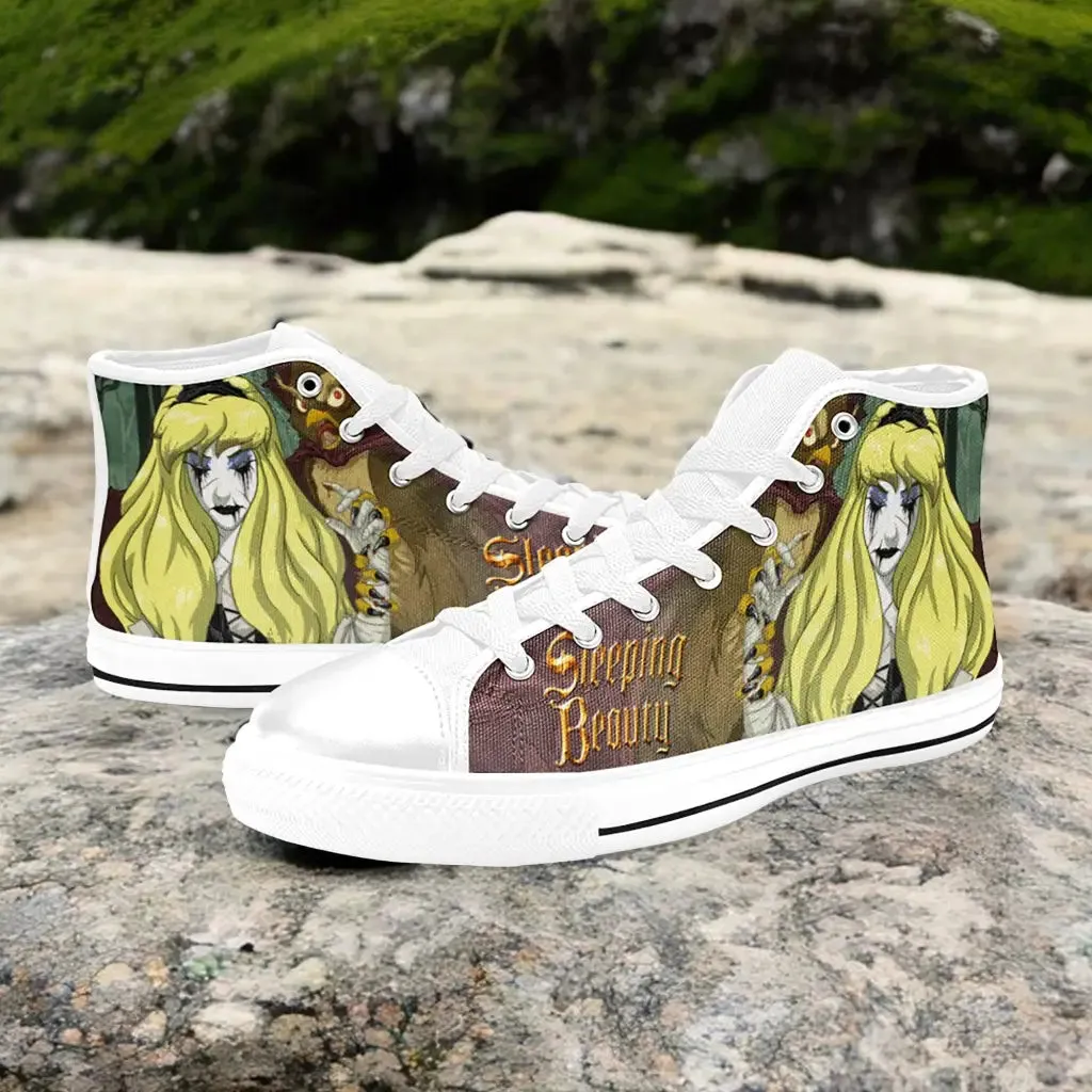Sleeping Beauty Evil Princess Aurora Zombie Shoes High Top Sneakers for Kids and Adults