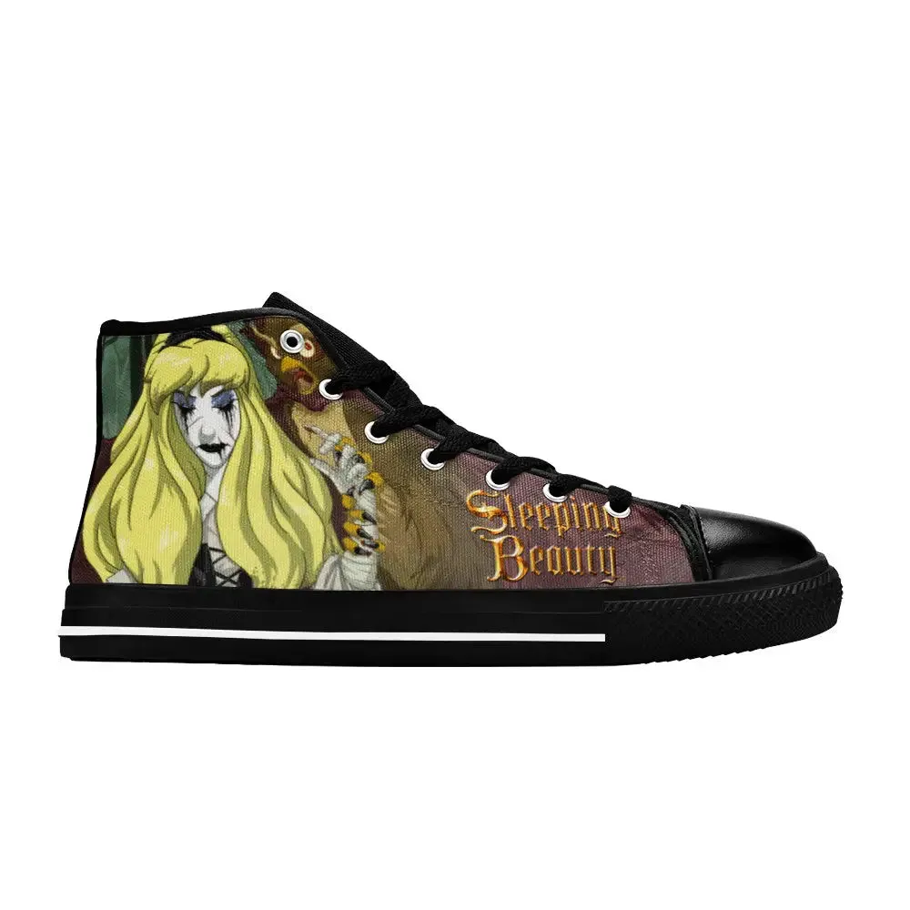 Sleeping Beauty Evil Princess Aurora Zombie Shoes High Top Sneakers for Kids and Adults