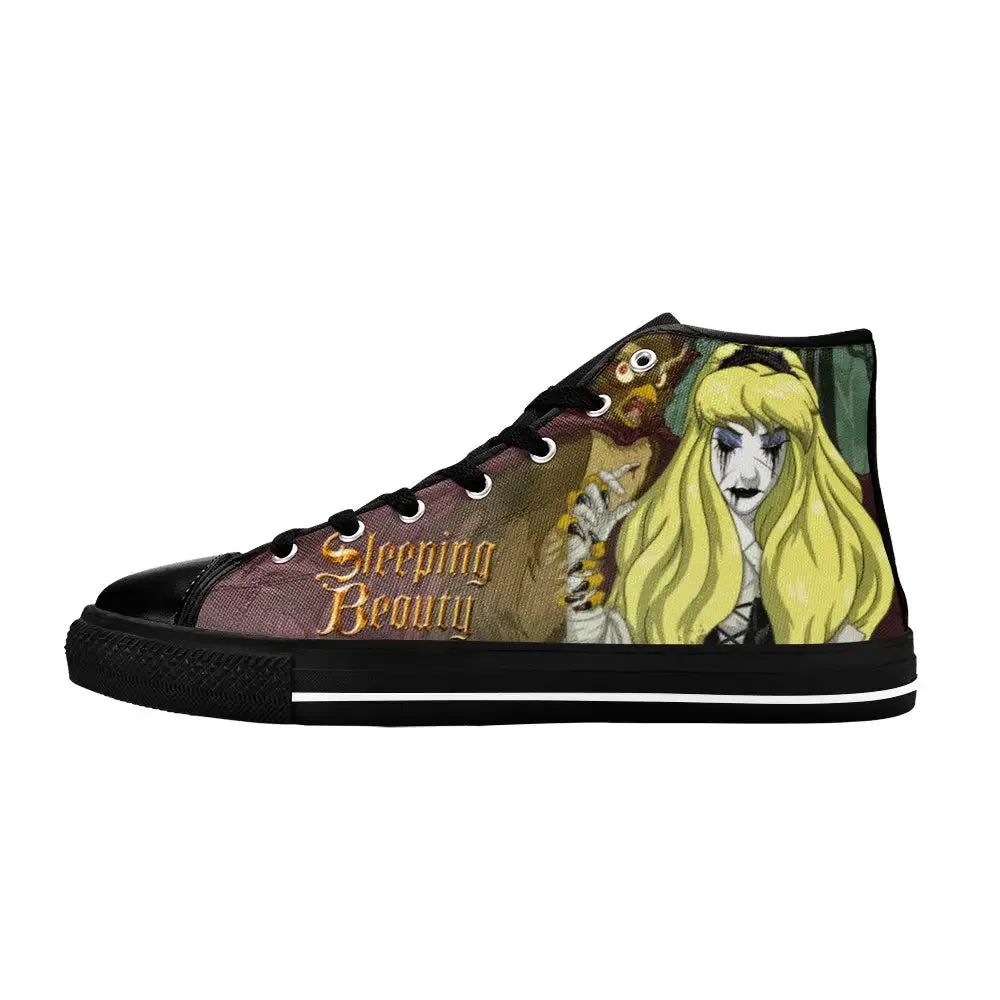 Sleeping Beauty Evil Princess Aurora Zombie Shoes High Top Sneakers for Kids and Adults