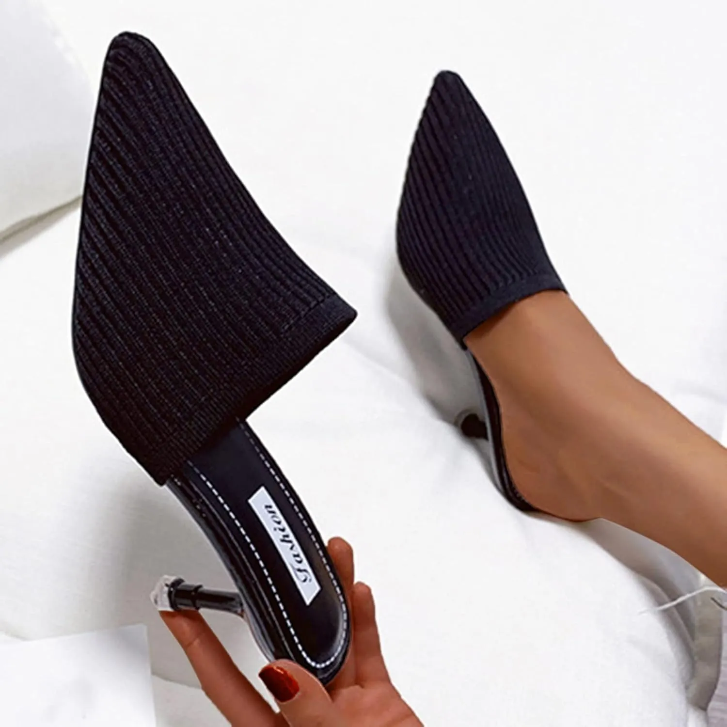 Slip on Mules for Women Kitten Heels Pointed Toe Pumps Comfort Closed Toe Dress Shoes Slingback Pumps Shoes