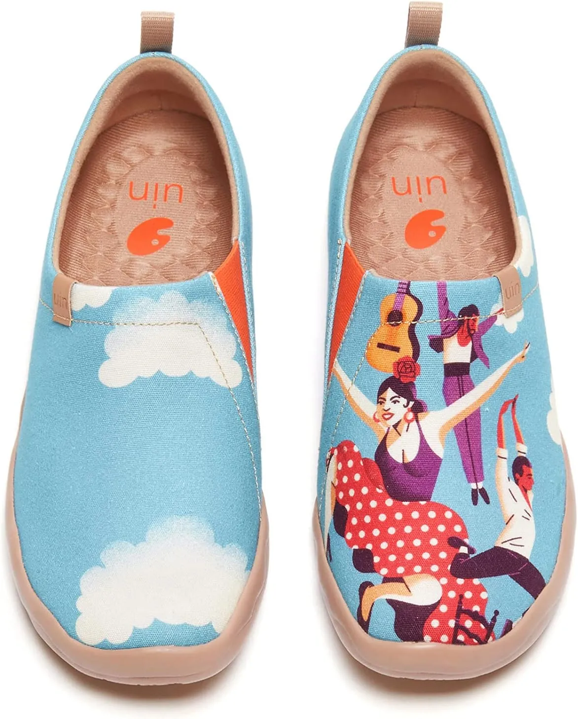 UIN Women's Slip Ons Canvas Lightweight Flats Sneakers Walking Casual Loafers Comfortable Art Painted Travel Shoes Dance to The Beat (8)