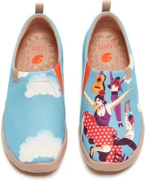 UIN Women's Slip Ons Canvas Lightweight Flats Sneakers Walking Casual Loafers Comfortable Art Painted Travel Shoes Dance to The Beat (8)