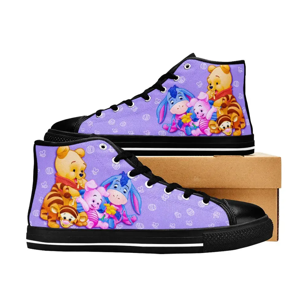 Winnie the pooh Piglet Tiger Eeyore Shoes High Top Sneakers for Kids and Adults