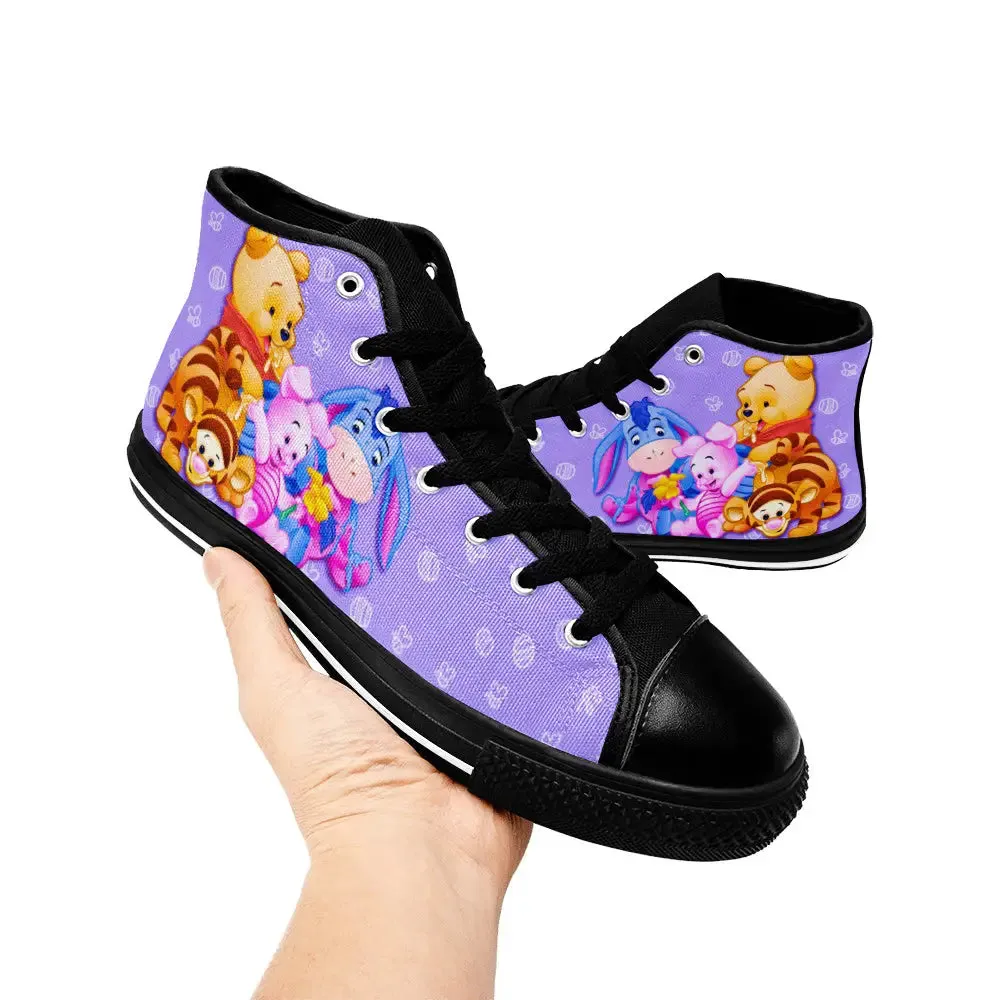 Winnie the pooh Piglet Tiger Eeyore Shoes High Top Sneakers for Kids and Adults