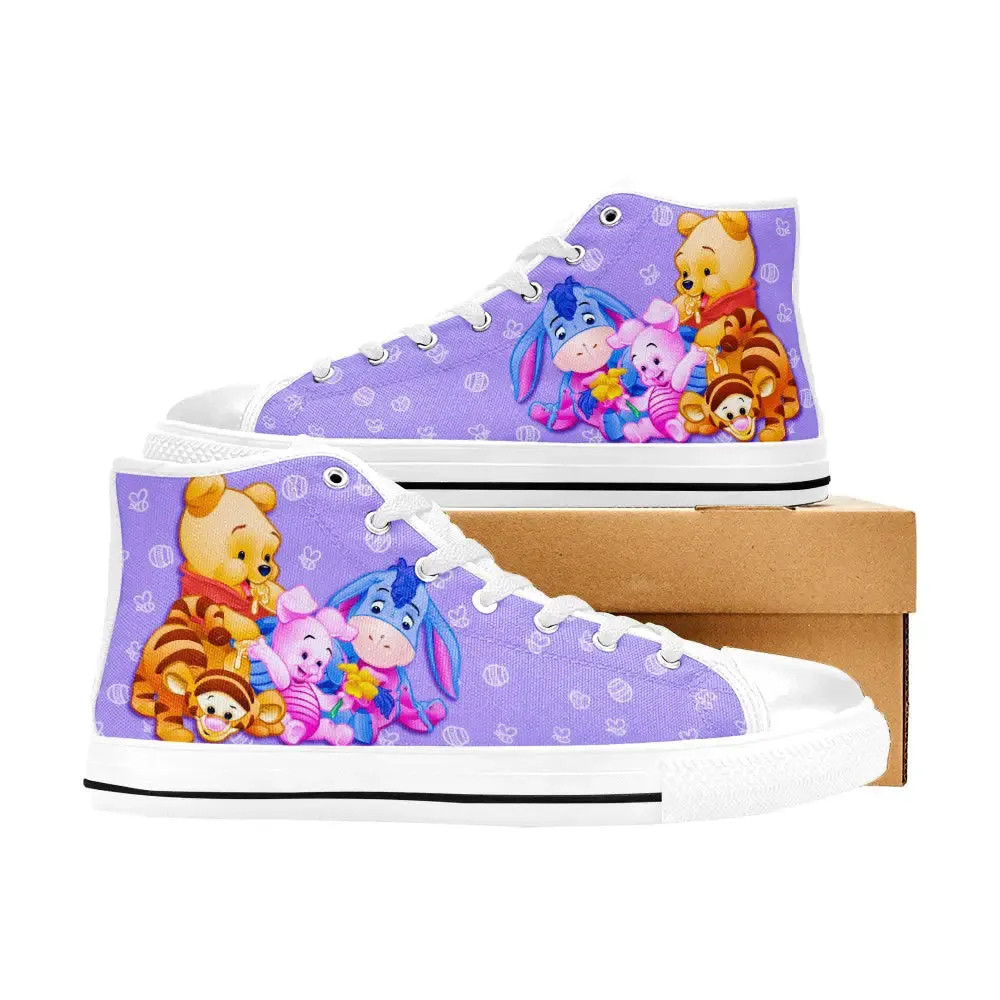 Winnie the pooh Piglet Tiger Eeyore Shoes High Top Sneakers for Kids and Adults