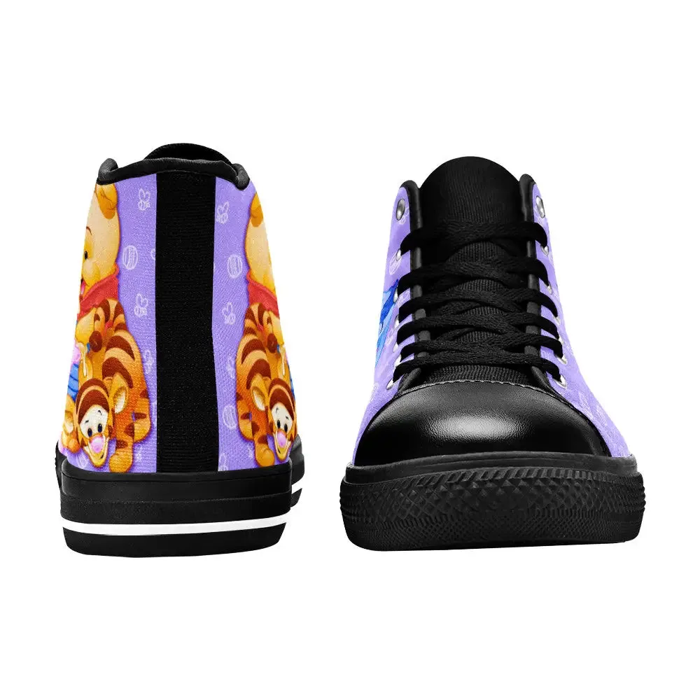 Winnie the pooh Piglet Tiger Eeyore Shoes High Top Sneakers for Kids and Adults