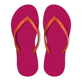Women's Sustainable Flip Flops Fuchsia with Orange Straps