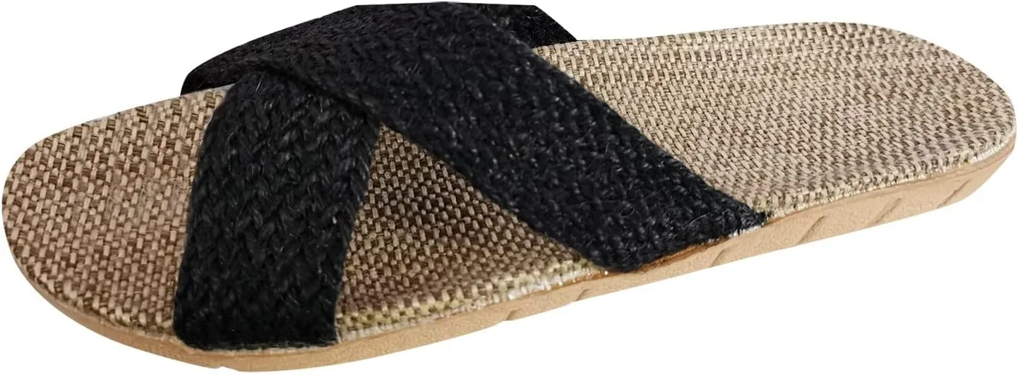 Yanzhenglip Sandals Women, Women'S Cross Straw Sandals Summer Casual Outdoor Sandals Beach Slippers Non-Slip Comfortable Lightweight Flat Sandals